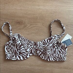Abercrombie & Fitch Brown and White Zebra Bikini Top